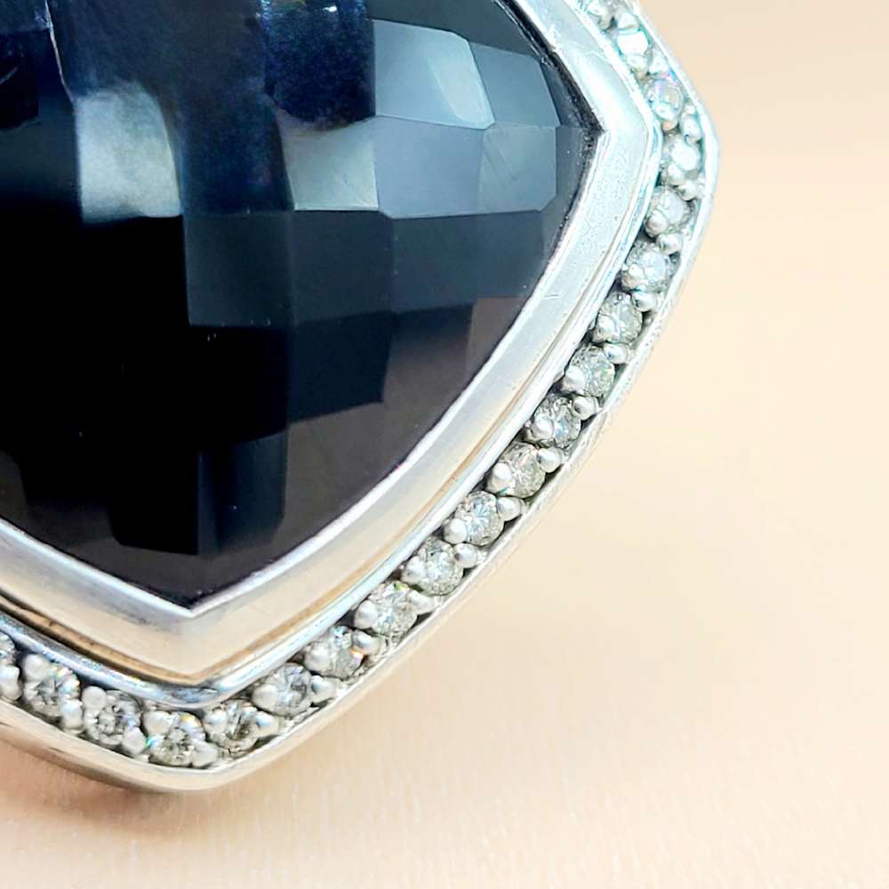 David Yurman Albion 20mm Black Onyx Diamond Pendant Enhancer  - Picture 7 of 9